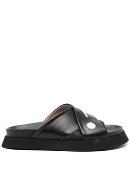 Moschino шлепанцы с нашивками, черный