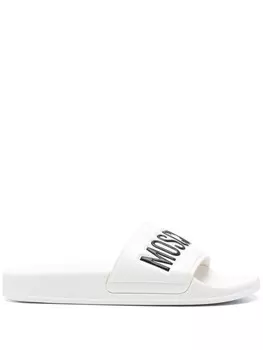 Moschino шлепанцы с тисненым логотипом, белый