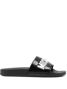 Moschino шлепанцы с тисненым логотипом, черный
