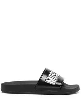 Moschino шлепанцы с тисненым логотипом, черный