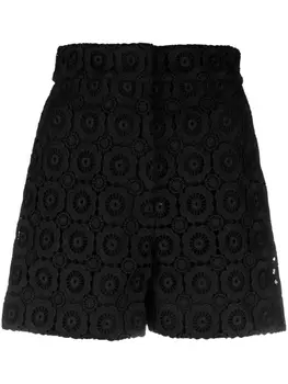Moschino шорты с цветочной аппликацией, черный