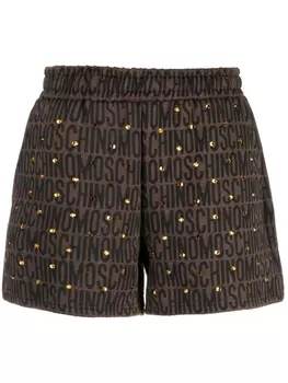 Moschino шорты с логотипом и заклепками, коричневый