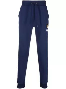 Moschino спортивные брюки с нашивкой-логотипом, синий