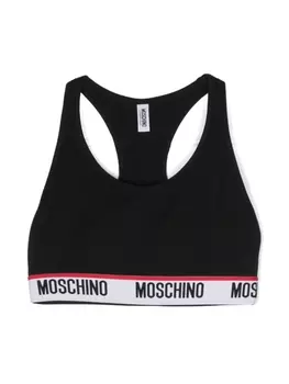 Moschino спортивный бюстгальтер с логотипом, черный