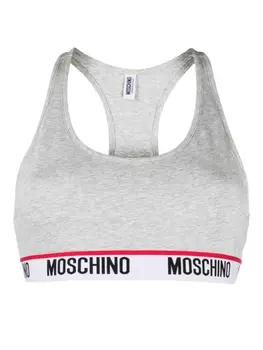 Moschino спортивный бюстгальтер с логотипом, серый