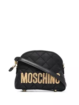 Moschino стеганая сумка на плечо с логотипом, черный
