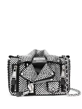 Moschino сумка через плечо Biker с кристаллами, черный