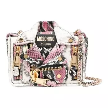 MOSCHINO Сумка через плечо из телячьей кожи, женская, розово-белая