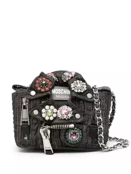 Moschino сумка через плечо Jewels Denim Biker, серый