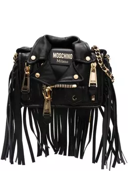Moschino сумка через плечо с бахромой в байкерском стиле, черный
