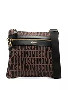 Moschino сумка через плечо с логотипом, коричневый