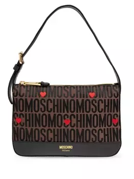 Moschino сумка через плечо с логотипом, коричневый