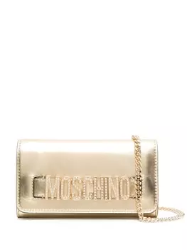 Moschino сумка через плечо с логотипом, золотистый