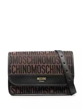Moschino сумка через плечо с монограммой, коричневый
