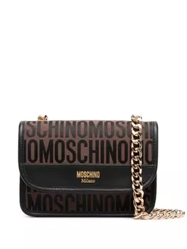 Moschino сумка через плечо с монограммой, коричневый