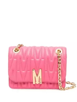Moschino сумка через плечо с монограммой, розовый