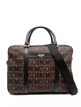 Moschino сумка для ноутбука с монограммой, коричневый