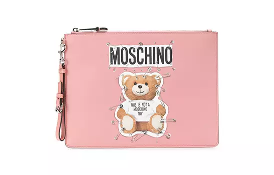 MOSCHINO Сумка-клатч для ноутбука из полиэстера, большого размера, унисекс, розового цвета