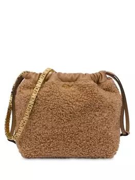 Moschino сумка на плечо из шерпы с логотипом, коричневый