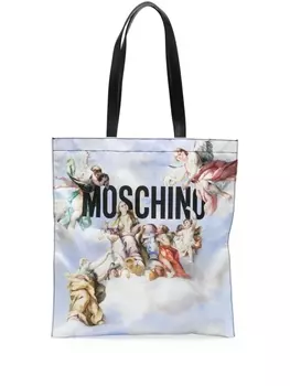 Moschino сумка на плечо с графичным принтом, синий