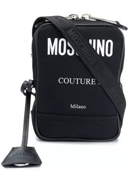 Moschino сумка на плечо с контрастным логотипом, черный