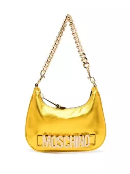 Moschino сумка на плечо с кристаллами и логотипом, золотистый