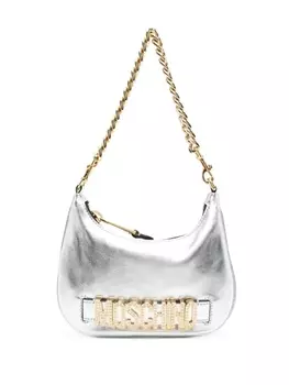 Moschino сумка на плечо с логотипом, серебристый
