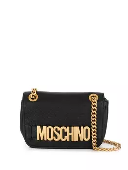 Moschino сумка на плечо с металлическим логотипом, черный