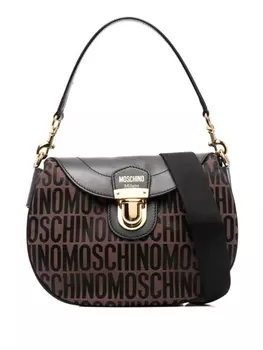 Moschino сумка на плечо с монограммой, коричневый