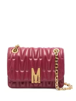 Moschino сумка на плечо с тисненой монограммой, розовый