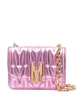 Moschino сумка на плечо с тисненым логотипом, розовый
