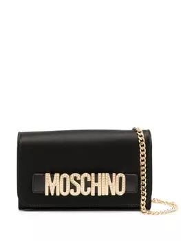 Moschino сумка со стразами и логотипом, черный