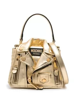 Moschino сумка-тоут Biker с эффектом металлик, золотистый