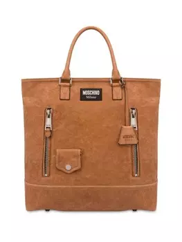 Moschino сумка-тоут с логотипом, коричневый