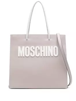 Moschino сумка-тоут с логотипом, нейтральный цвет