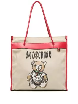 Moschino сумка-тоут с принтом Teddy Bear, нейтральный цвет