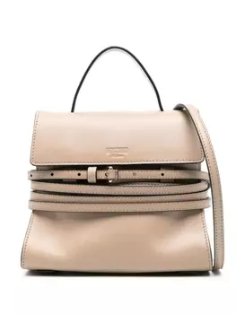 Moschino сумка-тоут с тисненым логотипом, нейтральный цвет