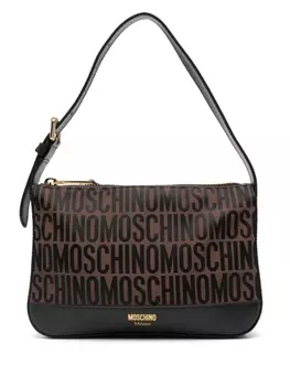 Moschino сумка-тоут с жаккардовым логотипом, коричневый