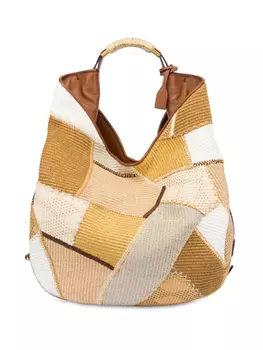 Moschino сумка-тоут в технике пэчворк, коричневый