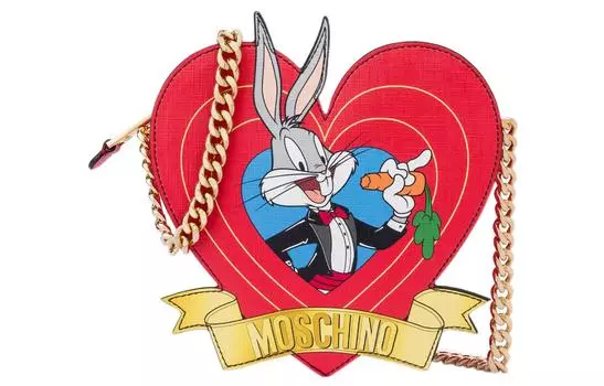MOSCHINO Сумка в форме сердца из полиуретана, через плечо, женская, красная