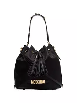 Moschino сумка-ведро со шнурком и металлическим логотипом, черный