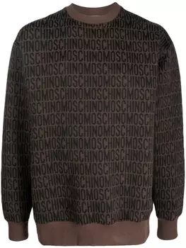 Moschino свитер с логотипом, коричневый