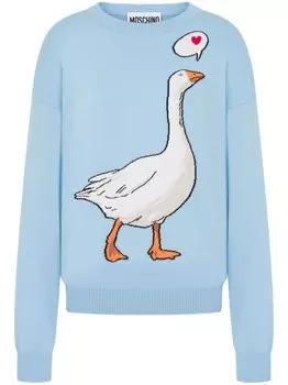 Moschino свитер с принтом, синий