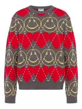 Moschino свитер с узором, серый