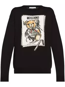 Moschino свитер с вышитым логотипом, черный