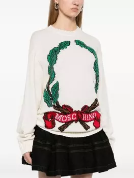 Moschino свитер с жаккардовым логотипом, белый