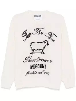Moschino свитер вязки интарсия, нейтральный цвет