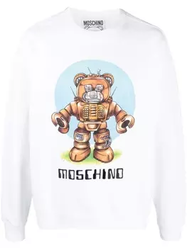 Moschino толстовка из органического хлопка с логотипом, белый
