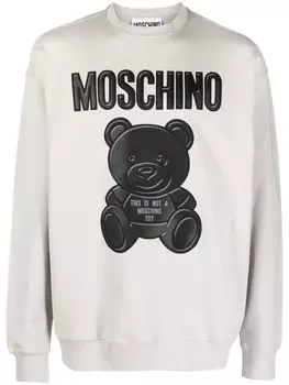 Moschino толстовка из органического хлопка с логотипом, серый