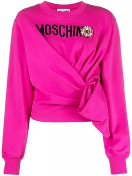 Moschino толстовка с принтом и драпировкой, розовый